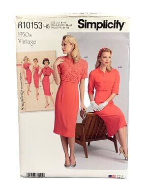 Simplicity 50s Sewing Pattern R10153 Misses Jacket Dress Size 6-8-10-12-14 Uncut